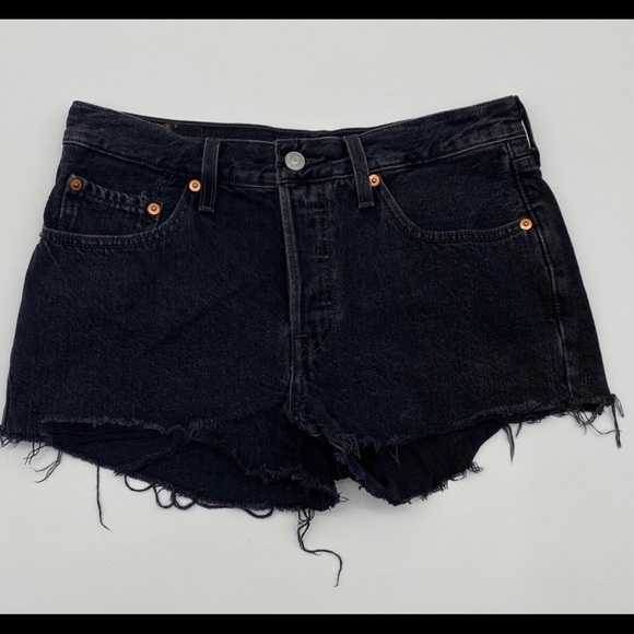 LEVIS 501 Black Cut Off Shorts - Picture 1 of 3